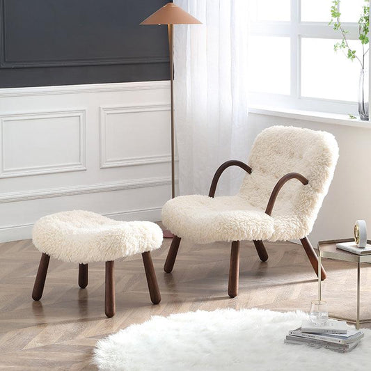 Arctic Elegance Sheepskin Armchair with Ottoman - Arm Chair