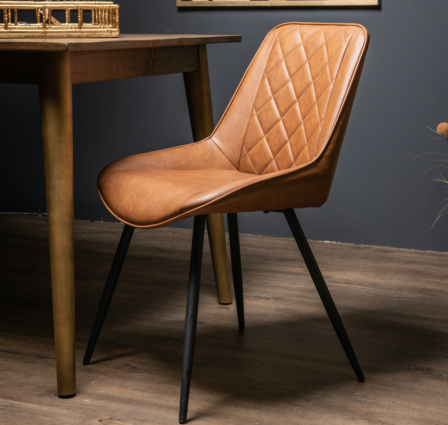 Luxe Tan Leatherette Dining Chair