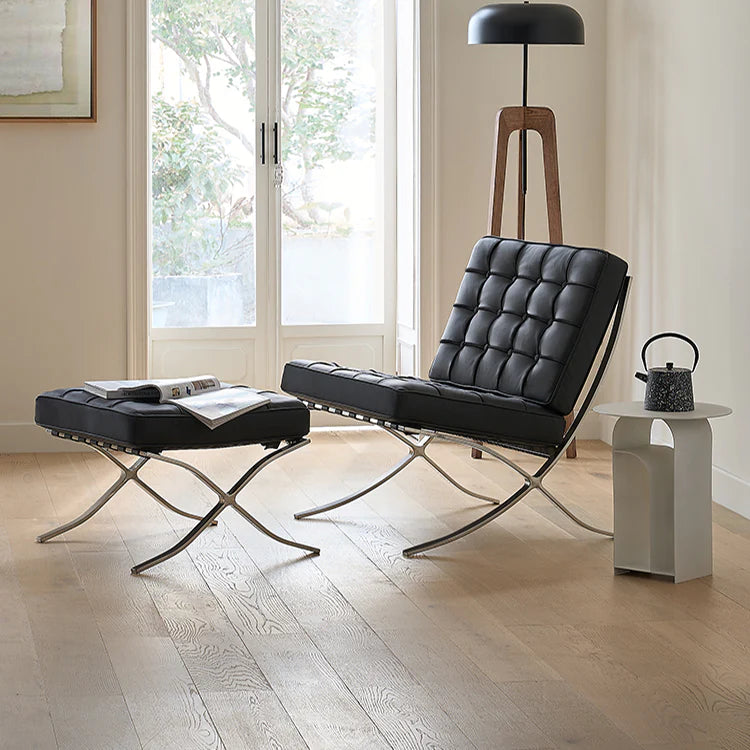 Modern Comfort Barcelona Armchair with Ottoman - Armchair