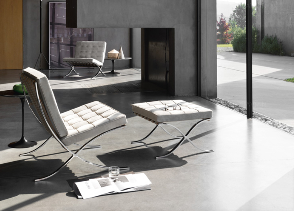 Modern Comfort Barcelona Armchair with Ottoman - Armchair