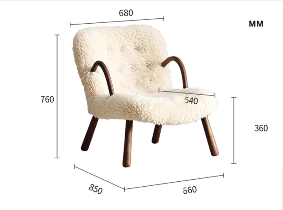 Arctic Elegance Sheepskin Armchair with Ottoman - Arm Chair