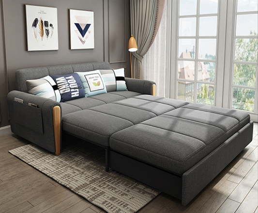 Urban Elegance 2-Seater Sofa Bed in Charcoal Gray - Space-Saving Comfort