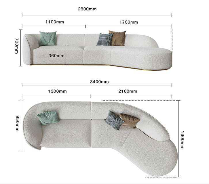 LuxeBoucle Harmony White Three Seater Sofa - Three Seater Sofa