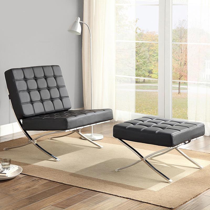 Modern Comfort Barcelona Armchair with Ottoman - Armchair