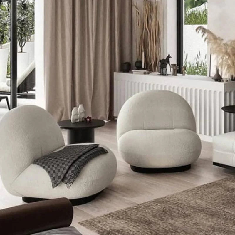 Plush Boucle Swivel Chair - Armchair