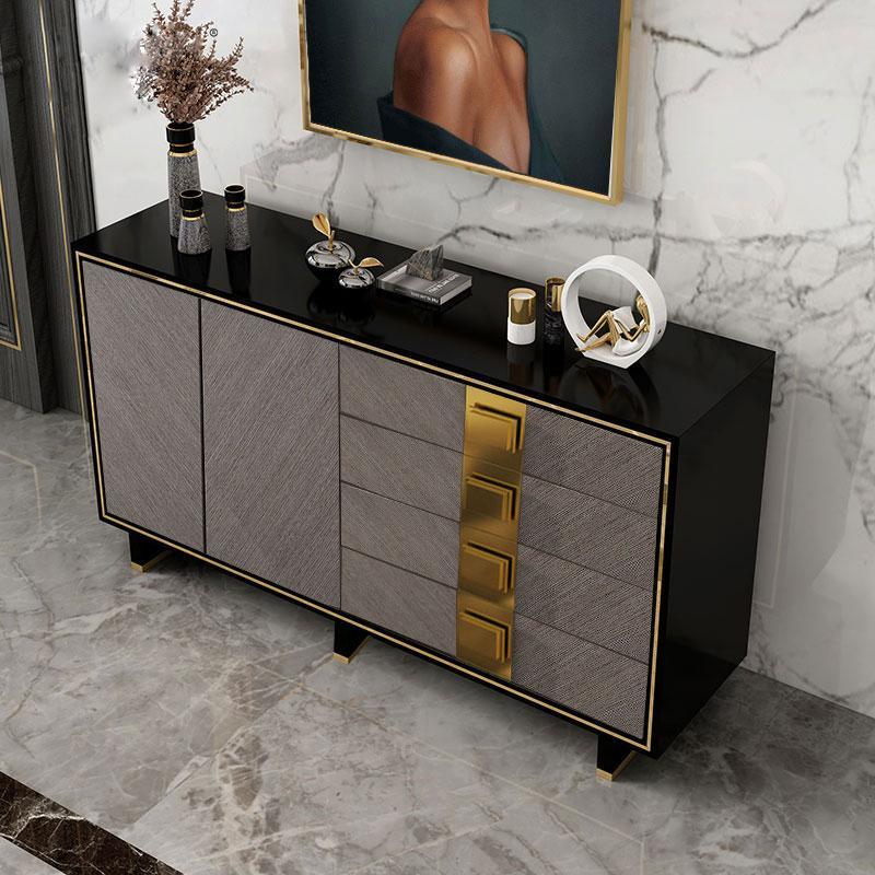 Large Scandinavian Style Grey & Gold Sideboard - Sideboard