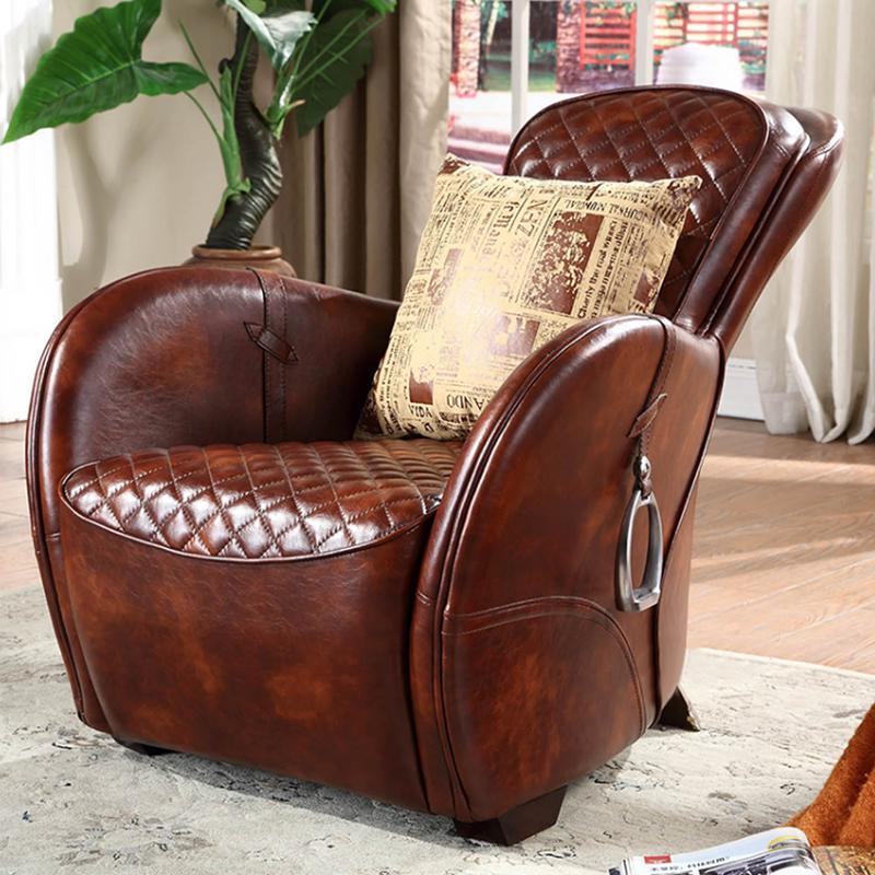 Urban Chic Leather Saddle Chair Set - Armchair