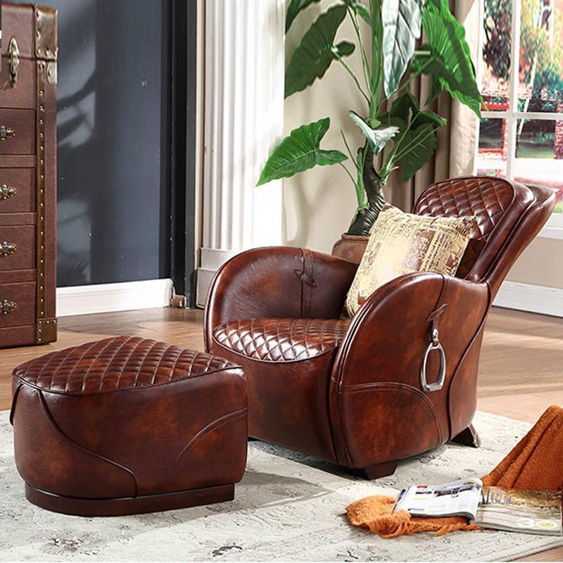 Urban Chic Leather Saddle Chair Set - Armchair